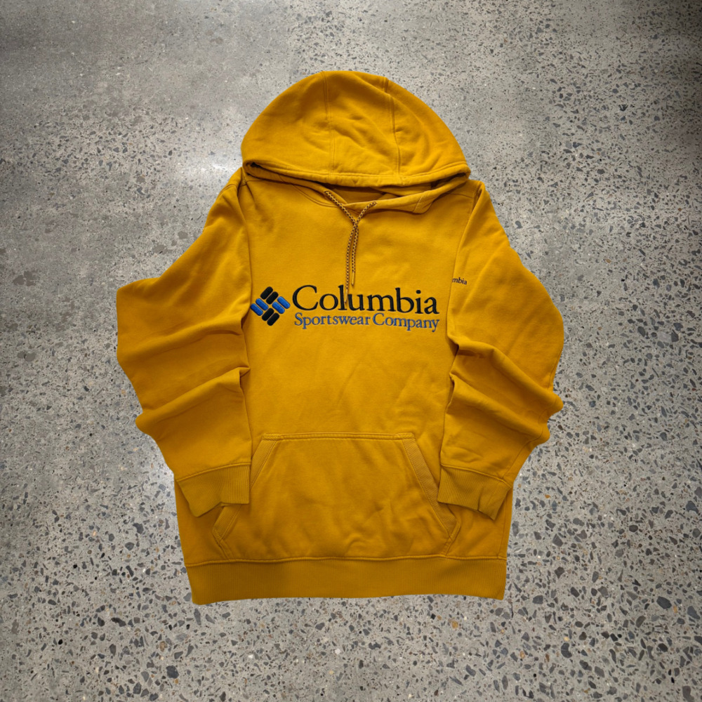 Columbia Sportswear Company Yellow Hooded Sweatshirt Hoodie Men's Medium